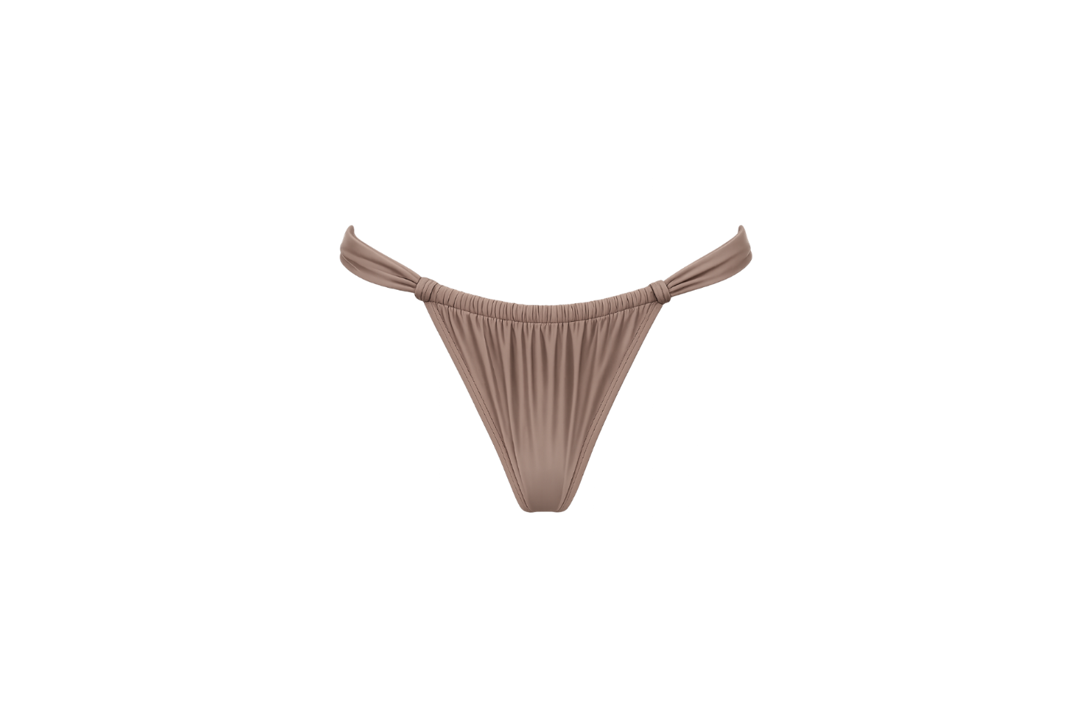 RUCHED THONG BIKINI BOTTOM - MOCCA MECA
