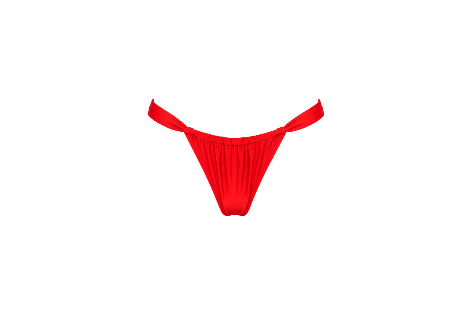RUCHED THONG BIKINI BOTTOM - STRAWBERRY RED