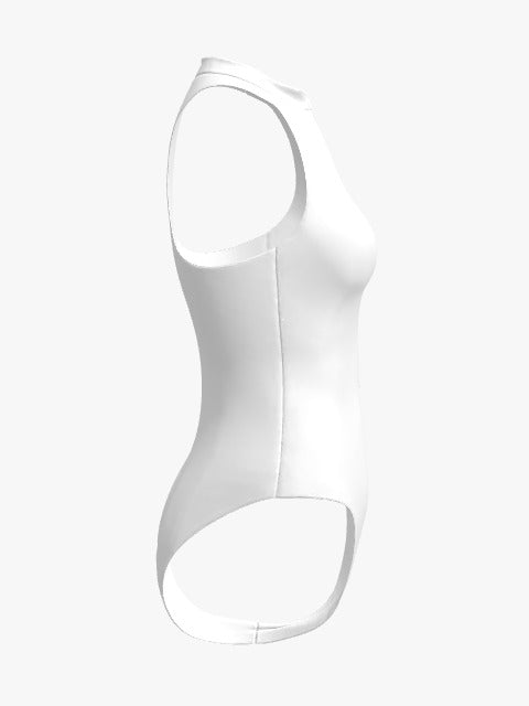 White Sands Racerback Zip Front One-Piece – Classic White