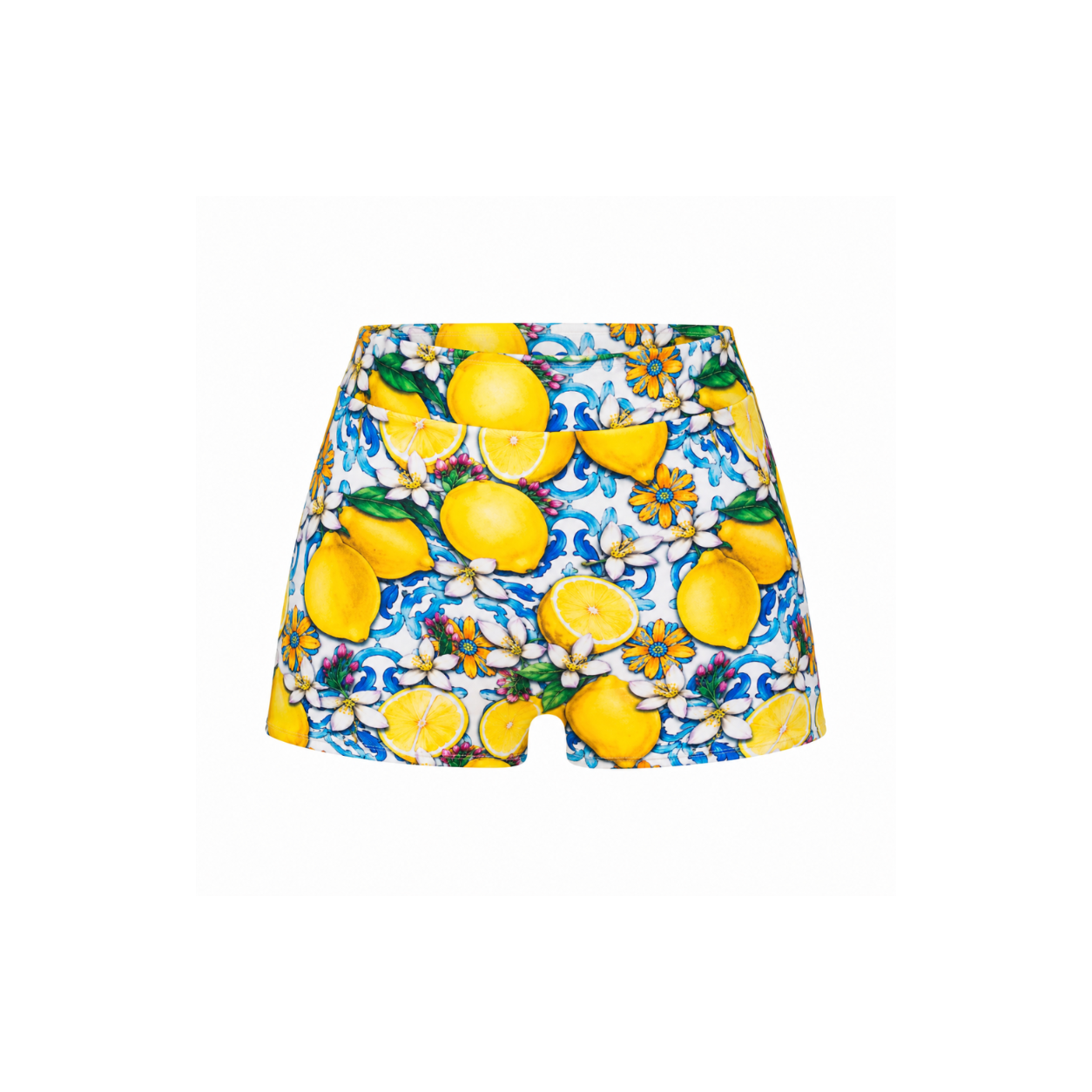 HIGH WAIST SWIM SHORT IN LEMON - SWEET CITRUS CRUSH