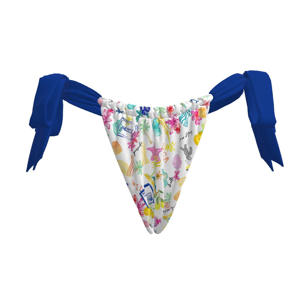 Waves & Wanderlust Tie Side Bikini Bottoms – Exclusive Postcard Print