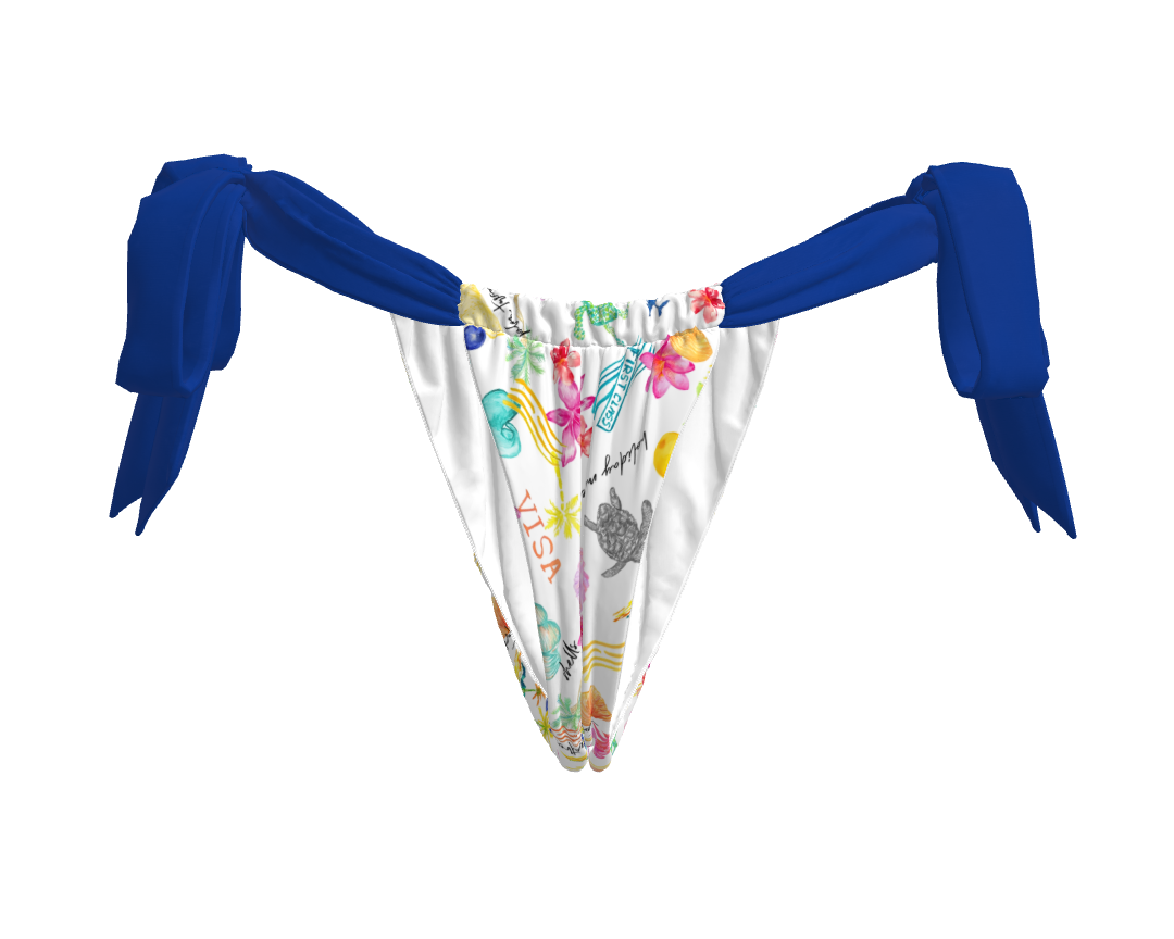 Waves & Wanderlust Tie Side Bikini Bottoms – Exclusive Postcard Print