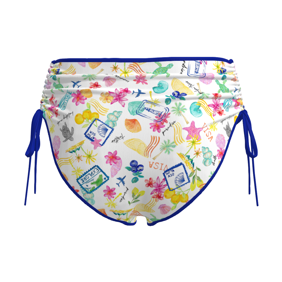 Waves & Wanderlust High Waisted Bikini Bottoms – Exclusive Postcard Print